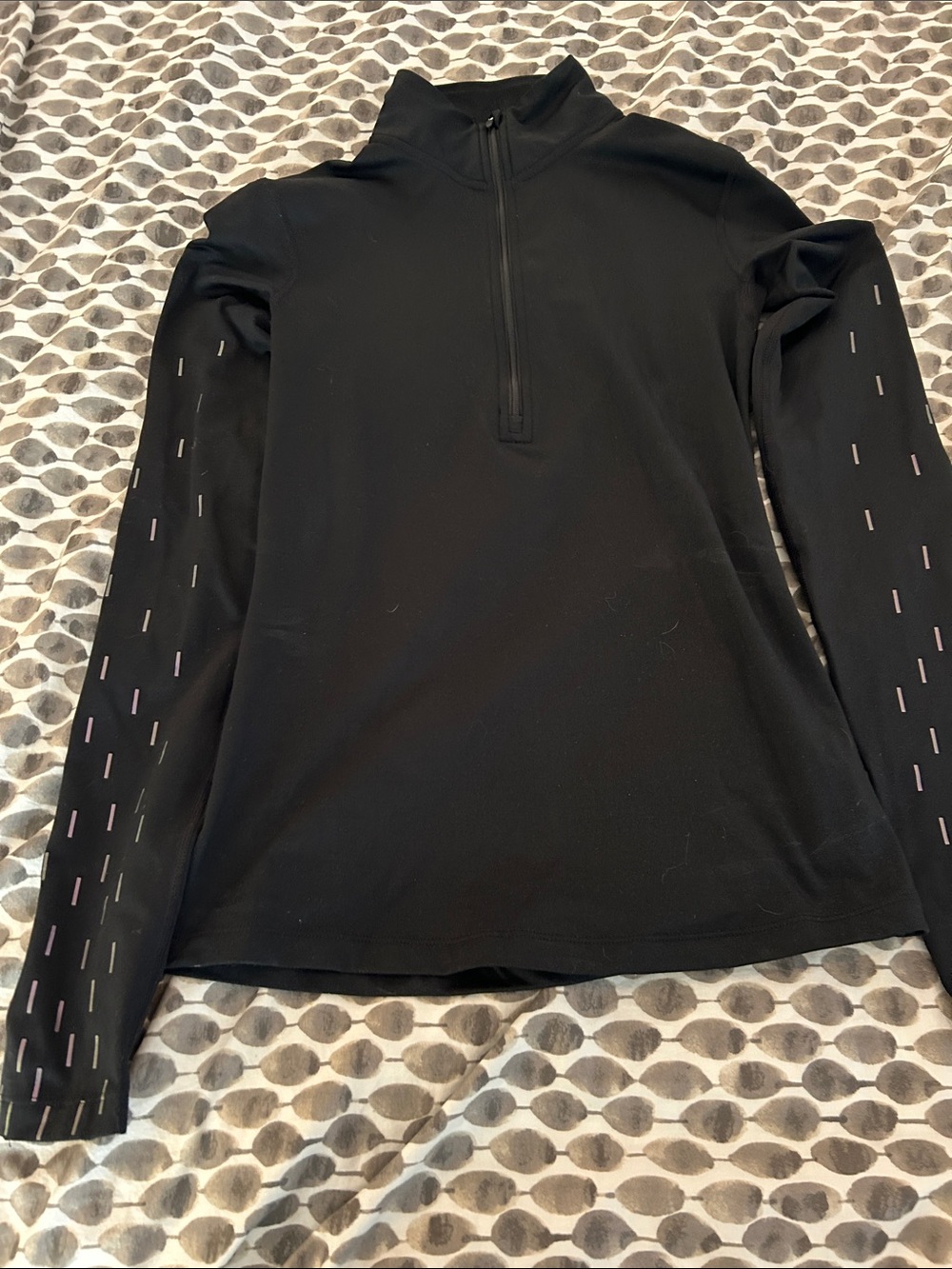 Nike Pro Dry Fir Black Half-Zip Pullover with Reflective Dash Accents